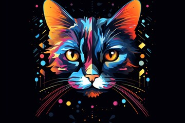 Canvas Print - Cat painting on a black background