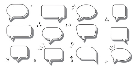 Poster - set of various shapes of speech bubbles vector frames