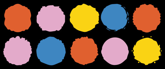 Poster - set of color round shapes, circles frame on transparent background