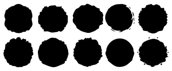 Wall Mural - set of black round shapes, circles frame on transparent background