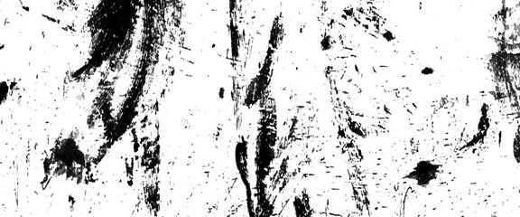 Poster - brush curly lines seamless pattern, destroyed crumbled plaster on aged painted brushed surface, acry