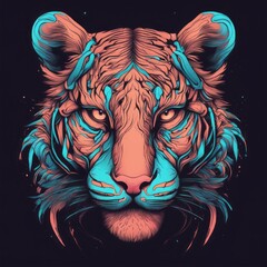 Wall Mural - lion head illustration created with generative AI software