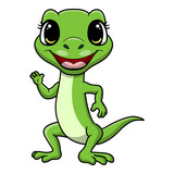 Fototapeta Dinusie - Cute green lizard cartoon on white background