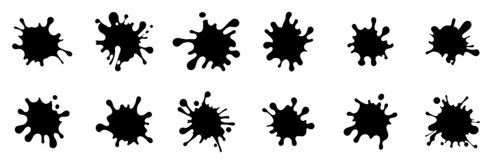 Sticker - set of black ink splashes. vector paint splashes