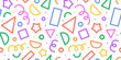© Dedraw Studio - Fun colorful line doodle seamless pattern. Creative minimalist style art background for children or trendy design with basic shapes. Simple childish scribble backdrop.