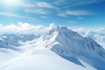 Canvas Print - A picture of a snow-covered mountain against a clear blue sky. This image can be used to depict winter landscapes, outdoor adventures, or nature scenes