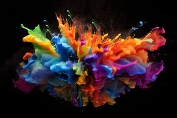 Wall Mural - Exploding liquid paint in rainbow colors with splashes	