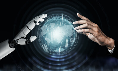 Wall Mural - futuristic robot technology development, artificial intelligence ai, and machine learning concept. g