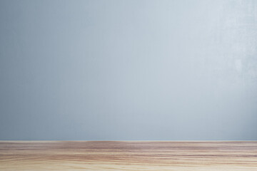 Poster - Empty concrete wall interior with wooden flooring and mock up place on wall. 3D Rendering.