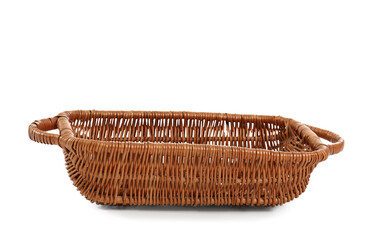 Wall Mural - Empty wicker basket isolated on white background