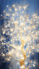 Poster - vertical background tree innovation, computer chip concept nature artificial intelligence, eco panorama narrow high