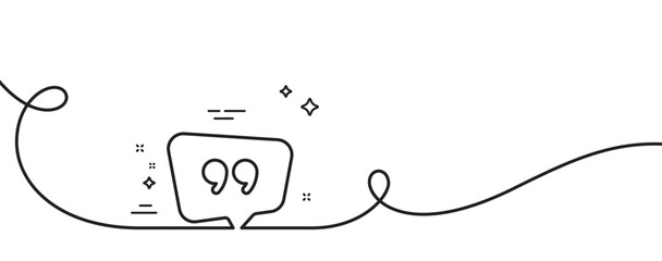 Aufkleber - Quote bubble line icon. Continuous one line with curl. Chat comment sign. Speech bubble symbol. Quote bubble single outline ribbon. Loop curve pattern. Vector