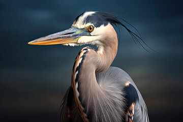 portrait of a great blue heron at the lake