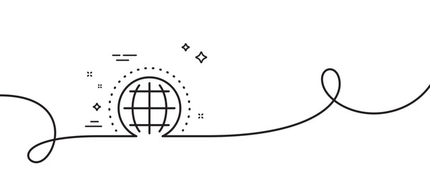 Aufkleber - globe line icon. continuous one line with curl. world or earth sign. global internet symbol. globe s