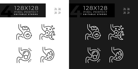 Sticker - Pixel perfect light and dark icons set of metabolic health, editable thin linear illustration.