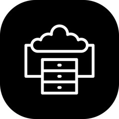 Wall Mural - Cloud server artificial intelligence icon with black filled line outline style. technology, cloud, network, server, information, database, system. Vector Illustration