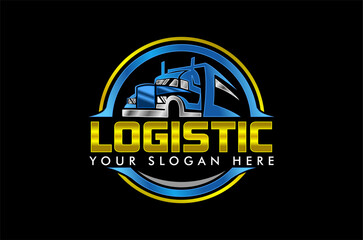  Illustration truck logistics, cargo, container, delivery company logo design template