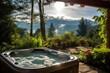 Luxury hot tub outdoor wiht mountain