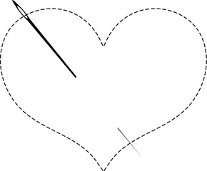 Wall Mural - Sewing needle and thread stitch in the shape of a heart. Logo design for a tailor and sewing salon