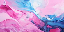 Abstract Marbling Oil Acrylic Paint Background Illustration Art Wallpaper - Pink Blue Color With Liquid Fluid Marbled Swirl Paper Texture Banner Painting Texture