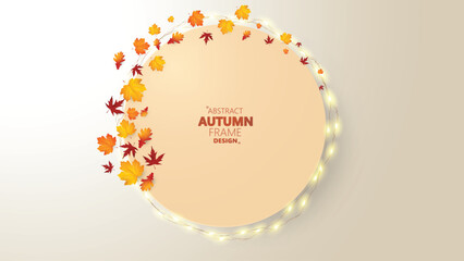 Wall Mural - autumn maple leaf with round frame for your text. minimal background