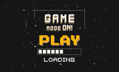 Poster - vector typographic retro text effect Game Mode On retro vintage writing style. Design with an old 80s game concept