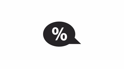 Poster - Dialog bubble percentage bw outline 2D promotional animation. Sign monochrome linear cartoon 4K video, special offer. Cloud speech discount animated marketing sticker isolated on white background