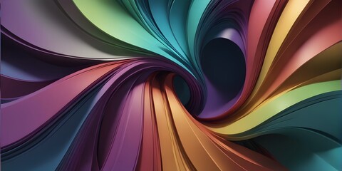 Wall Mural - Abstract 3D Background. Wallpaper Satin Waves Changing Colors. Neon Sound Waves. Color Changing Sound Waves. Digital AI, Generative AI.