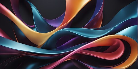 Wall Mural - Abstract 3D Background. Wallpaper Satin Waves Changing Colors. Neon Sound Waves. Color Changing Sound Waves. Digital AI, Generative AI.