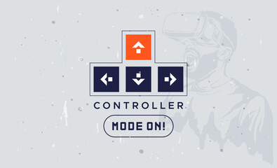 Poster - Game concept design - vector of game control buttons on keyboard