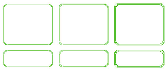 Wall Mural - vector green border frames. shapes on white background. eps for laser cutting, as elegant vintage we