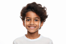 Smiley Face Of Cute Indian Little Boy On White Background.