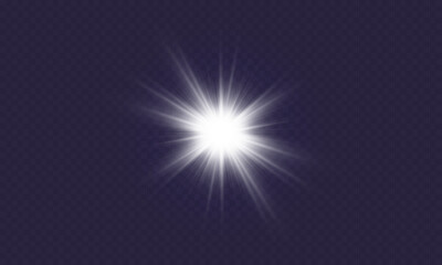 Wall Mural - Dazzling flash. Bright Star. Magic dust. Brilliant vector. Bright sun. Glare. shining beam. Rash.