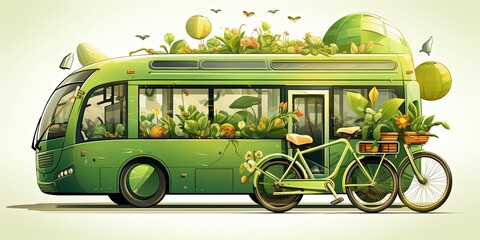 Wall Mural - Green Transportation - Alternative modes of transportation such as bicycles, public transit to encourage sustainable commuting.