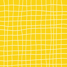 Hand Drawn Yellow Plaid With Simple Vector Seamless Pattern. Doodle Cottagecore Checks With Homestead Farmhouse Print Wallpaper. Pastel Summer Graphic Background.