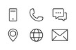 Contact us icon set. Communication Social Media network icon call us email mobile signs. Customer service. Contact support line icons set, editable stroke isolated on white, linear vector outline