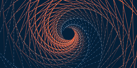 Poster - Dark 3D Wide Scale Modern Style Abstract Background with Swirly Spiralling Spotted Curvy Lines Pattern - Ilustration in Editable Vector Format