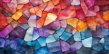 Abstract Bold Colors Colorful Mosaic Stone Wall Or Floor Texture Stained Pattern Background Banner