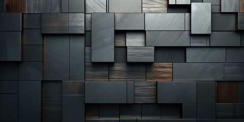 Wall Mural - Darm metal steel plane stripe block brick abstract geometric shapes. Background texture pattern.