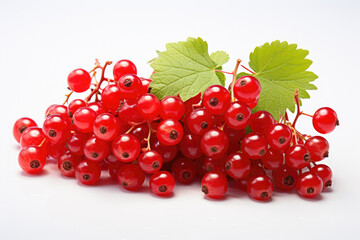 Wall Mural - Close-up image of bunch of red berries with vibrant green leaves. This picture can be used to add pop of color and nature to various projects.