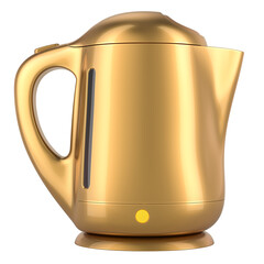 Poster - Golden electric tea kettle, 3D rendering isolated on transparent background