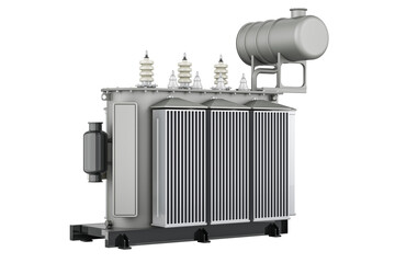 Poster - High voltage power transformer. 3D rendering isolated on transparent background