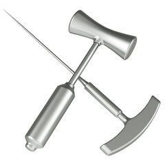 Poster - Orbitoclast, tools for lobotomie. 3D rendering isolated on transparent background