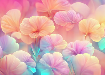 Wall Mural - abstract futuristic flower background in bright vivid colours created with generative ai technology