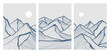 Set of Mountain line art landscape illustration. Creative minimalist modern line art pattern. Abstract contemporary aesthetic backgrounds landscapes with Mountain and hills