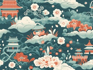 Chinese Day seamless pattern template