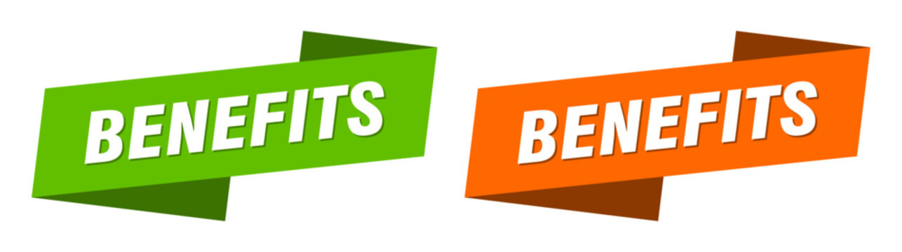 benefits banner. benefits ribbon label sign set