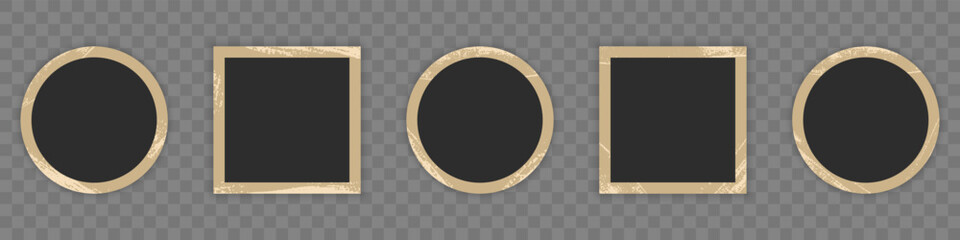 Wall Mural - retro photo paper set with grunge texture border in circle and square shape. picture photography car