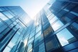 © JetHuynh - Reflective skyscrapers, business office buildings. Low angle photography of glass curtain wall details of high-rise buildings