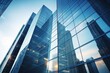© JetHuynh - Reflective skyscrapers, business office buildings. Low angle photography of glass curtain wall details of high-rise buildings